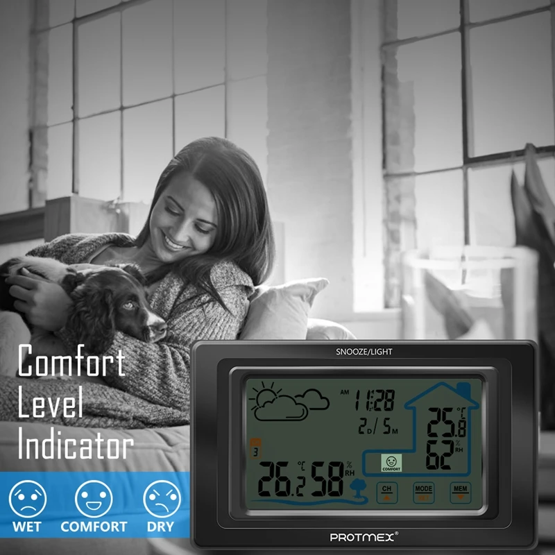 Color Touch Screen Weather Station Sensor Thermometer Hygrometer Wireless Digital Indoor Outdoor Home Forecast Alarm | Инструменты