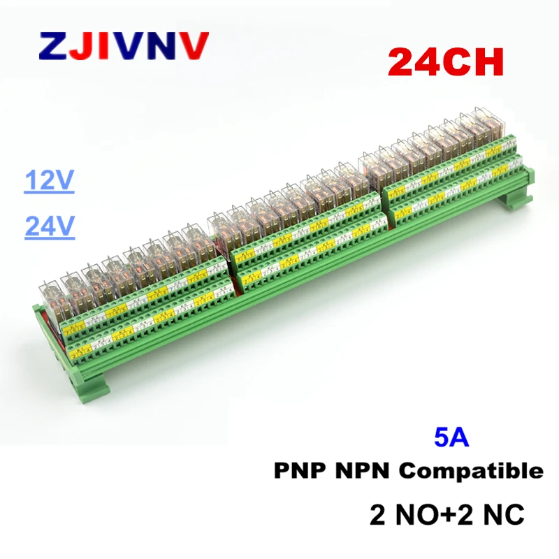 24 канальный 2NO + 2NC c креплением на рейке 5A 12V 24V DC Интерфейс триггерный релейный