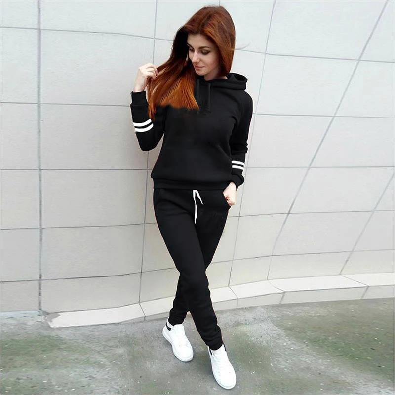 

Зимняя одежда, женские толстовки в полоску, свитшот, штаны, женский спортивный костюм, Повседневный пуловер, брюки, костюмы