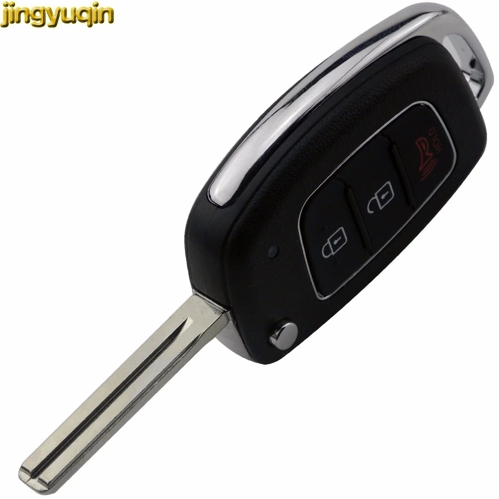 

Jingyuqin for Hyundai IX35 i20 3 Buttons Modified Folding FOB Remote Car Key Shell Key Case Cover Uncut Middle Blade
