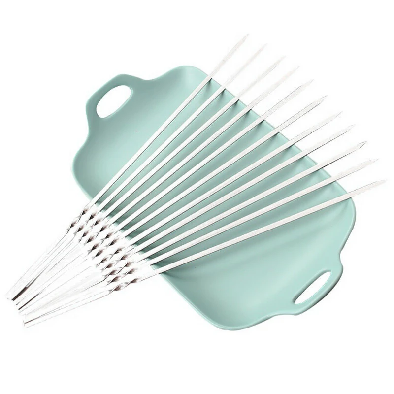 

50pcs Outdoor Grill Skewer Kebabs Kitchen BBQ Sticks Accessories Stainless Steel Barbecue Needles Sticks With Storage Box