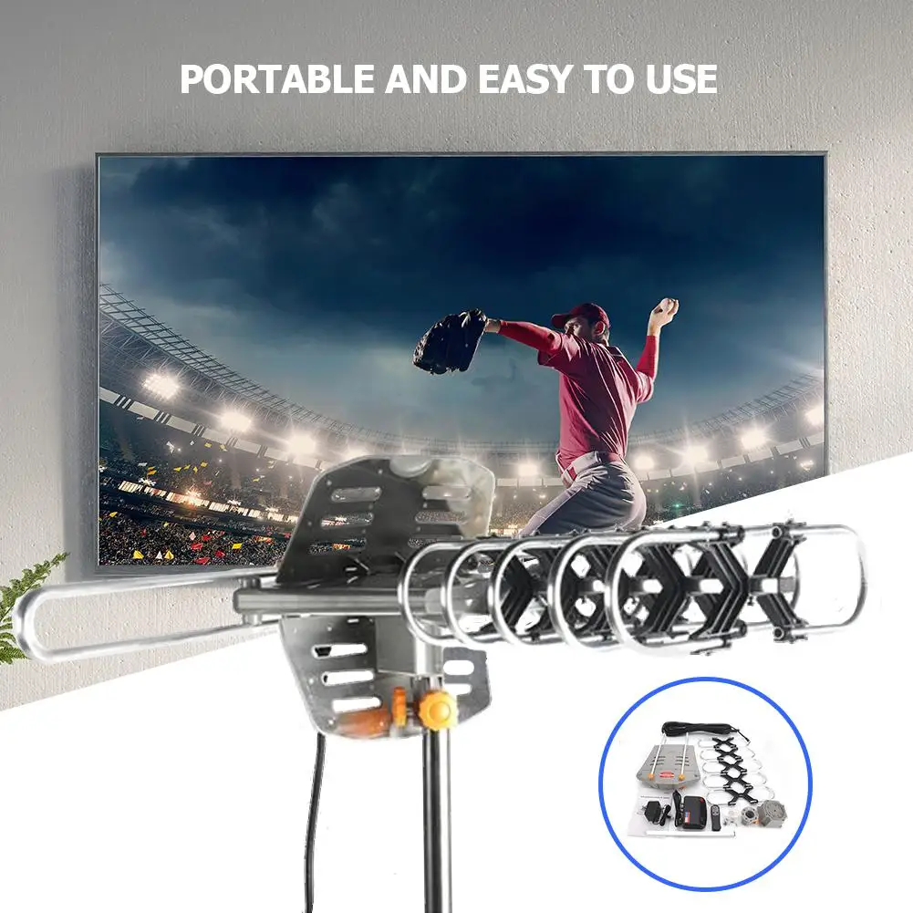 

US Plug Portable House Practical Durable 360 UV Dual-Band HD Digital Outdoor Antenna High Gain Strong Signal Outdoor TV Antenna