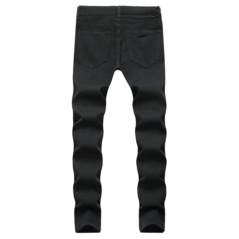 

2021 Black Skinny Jeans Knee Big Hole Jeans Men Slim Stretch Jeans Boys Small
