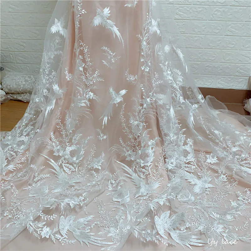 Новинка 2020 г. белое Тюлевое кружево с блестками и вышивкой французское свадебное