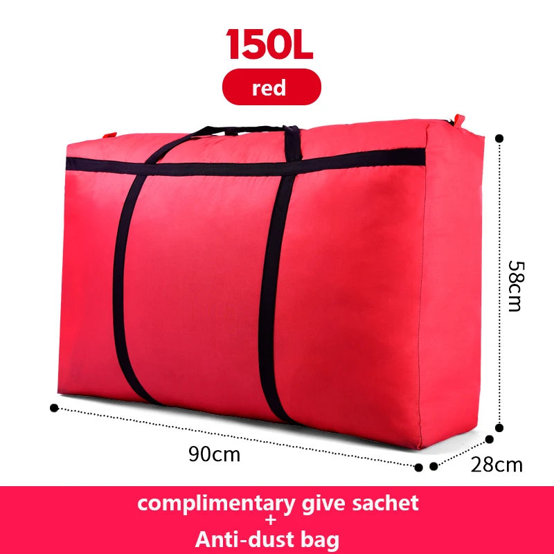 Red 150L Дорожная сумка, холщовая, переносная, для женщин, для выезда за границу, сумка для багажа, большая вместительность, 40L-180L, большая, переносная, для дома, сумка для хранения, очень большая - Цвет: Red 150L