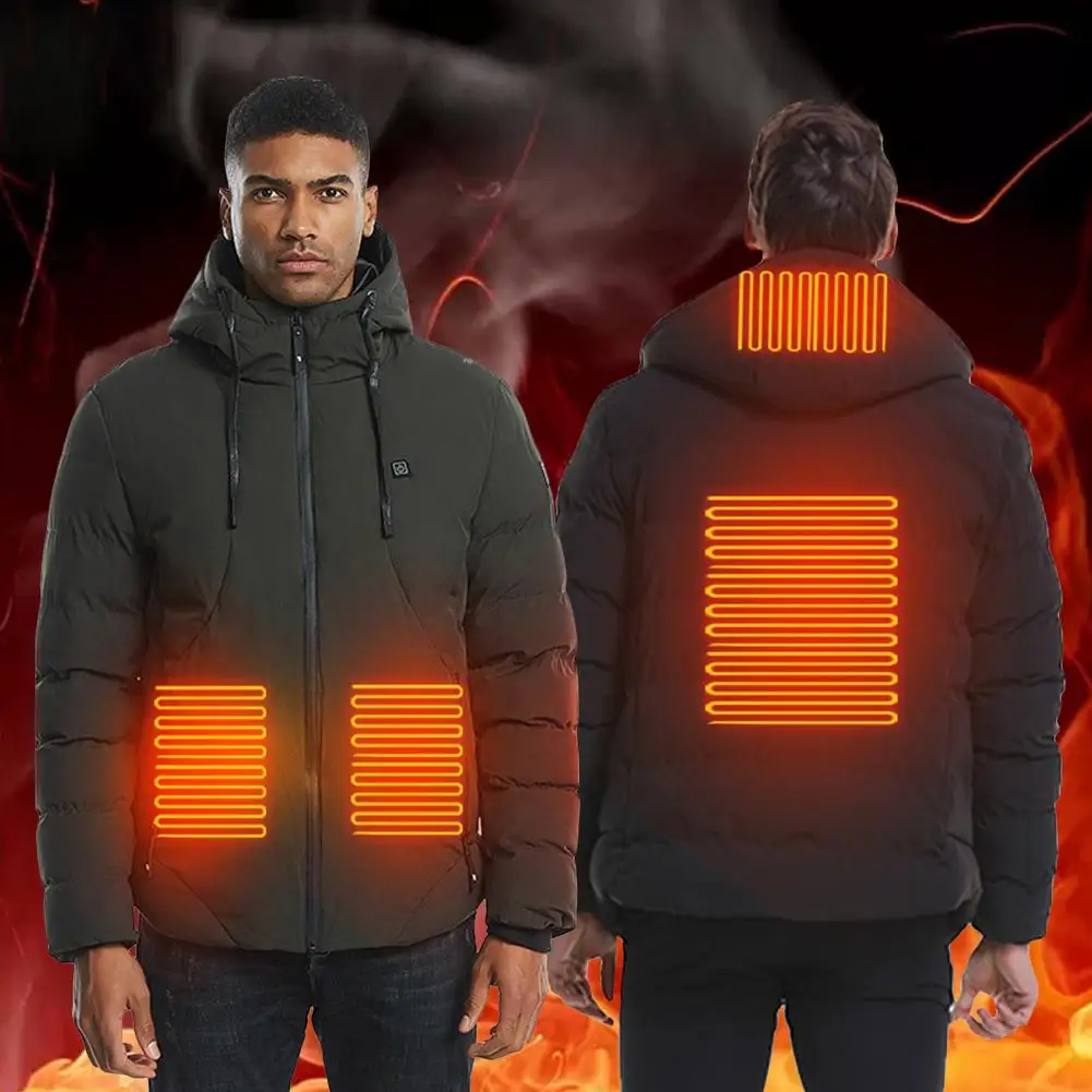

Men Women USB Smart Heating Jacket 3-gearTemperature 4 Abdomen Back Zones Heating Vest Winter Warm Coat Clothing With Hood