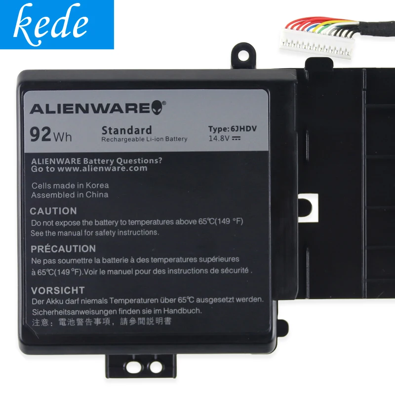Kede Оригинальный аккумулятор для ноутбука 6jhdv Dell YKWXX 5046J Alienware 17 R2 R3 (14 8 в 92