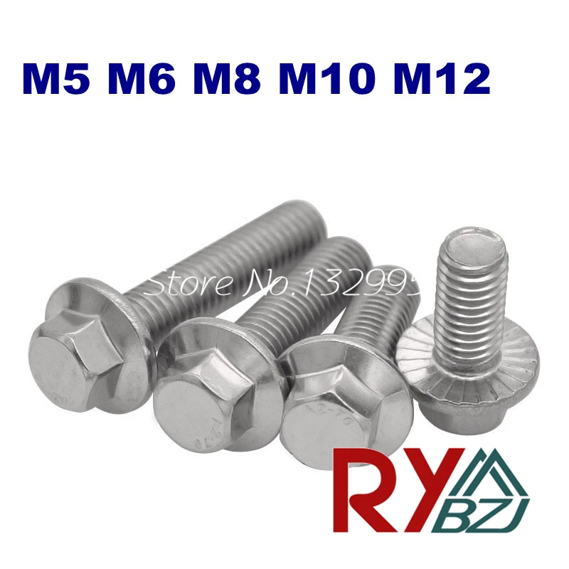 SUS 304 фланцевый болт M5 M6 M8 M10 M12* L из нержавеющей стали A2 фланцевые винты внешний Шесть Угловой болт