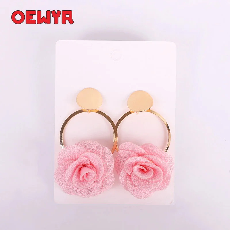 OEWYR, новинка, корейская мода, женские серьги, винтажные, цветы, висячие серьги, красочные, богемные, Индивидуальные ювелирные изделия