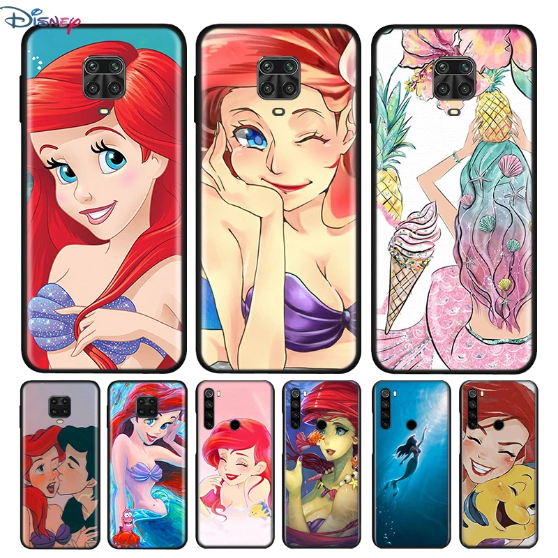 

Black Silicone Cover Ariel Mermaid princess For Xiaomi Redmi Note 10 10S 9 9S Pro Max 9T 8T 8 7 6 5 Pro 5A Phone Case