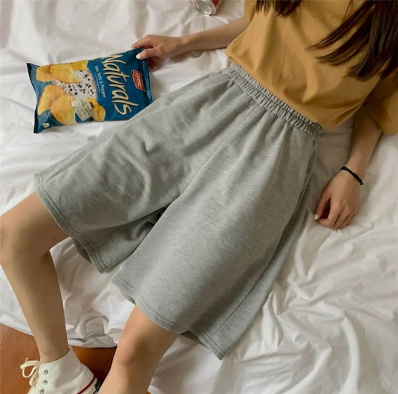 

FAKUNTN Oversized Shorts Women Short Pants Summer Loose 2021 Wild Tide Straight Port Style High Waist Sports Five-point
