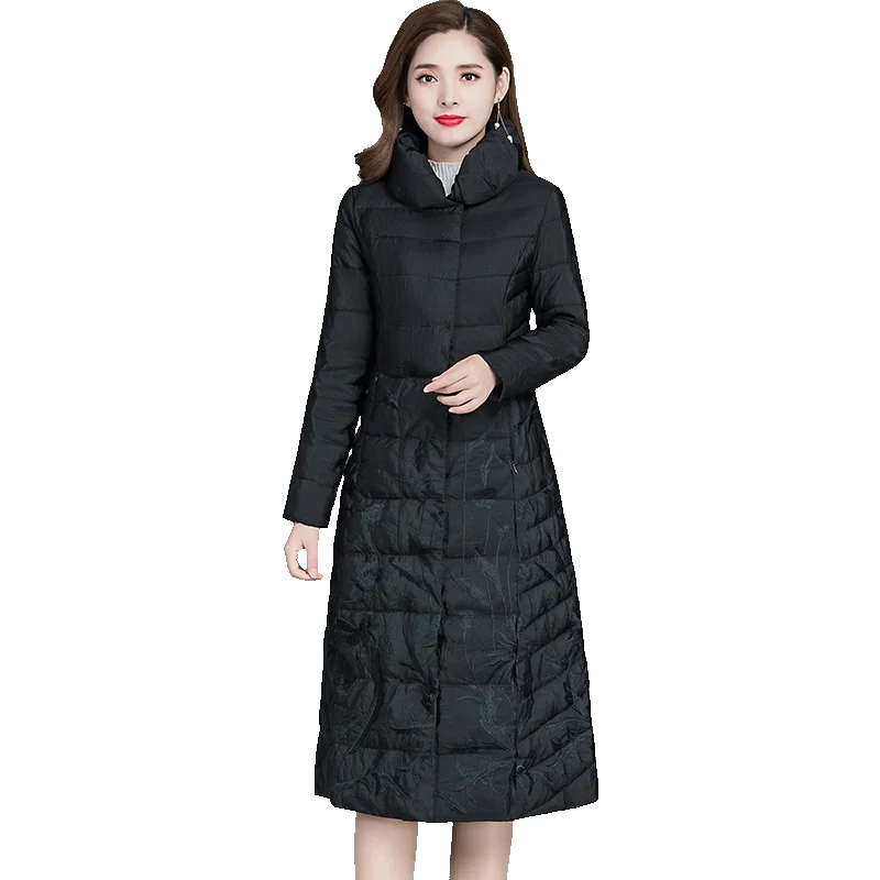 

Winter 2020 new Korean style slim down jacket for women's slim fit medium and long waisted slim over the knee fashion jacket