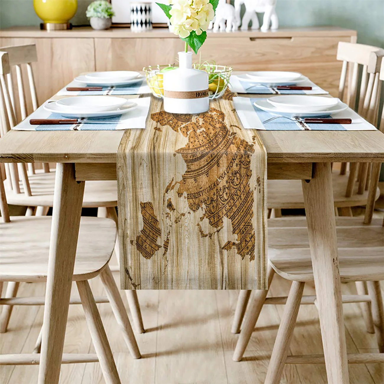 Деревянная винтажная дорожка мира коричневая деревенская настольная домашний