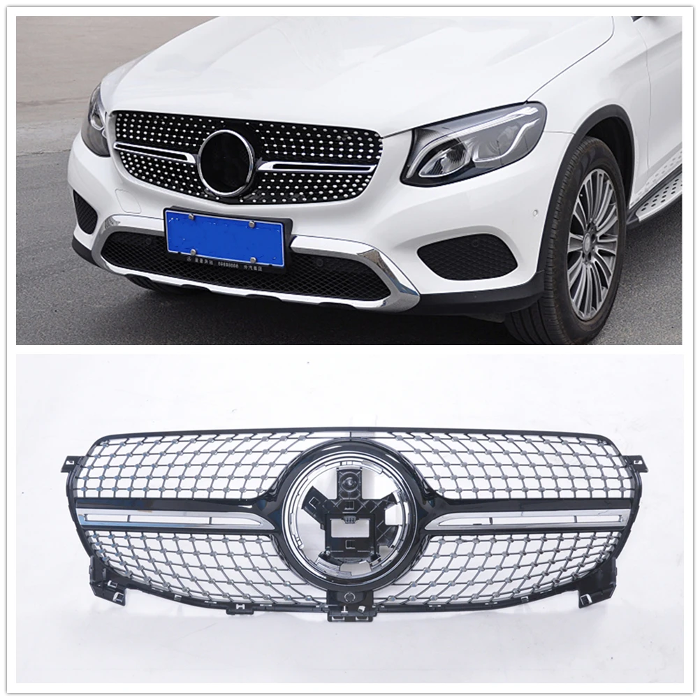 

Передняя решетка радиатора для Mercedes-Benz W167 GLE-Class 2020-2021, Алмазный Стиль, черная Замена верхнего бампера автомобиля, зеркальная решетка