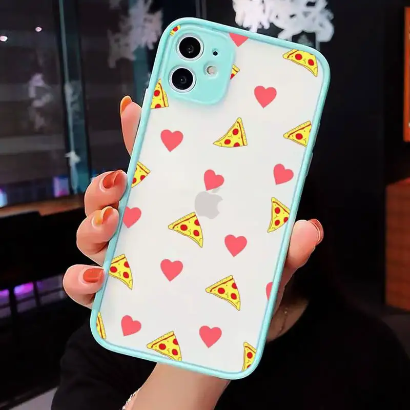 

Cute cartoon hamburger fries pizza Phone Case Clear Funda matte transparent For blue iPhone 7 8 x xs xr 11 12 pro plus max mini