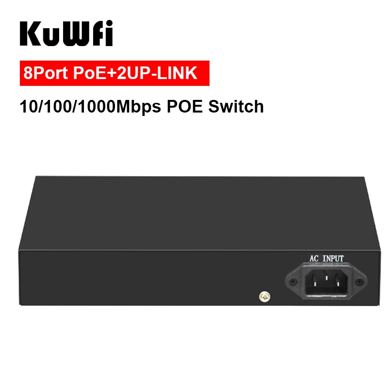KuWFi 10/100/1000 Мбит/с 8 POE Порты и 2 RJ45 Uplink IEEE 802 3 802.3u 802.3ab IEEE802.3af/на Стандартный