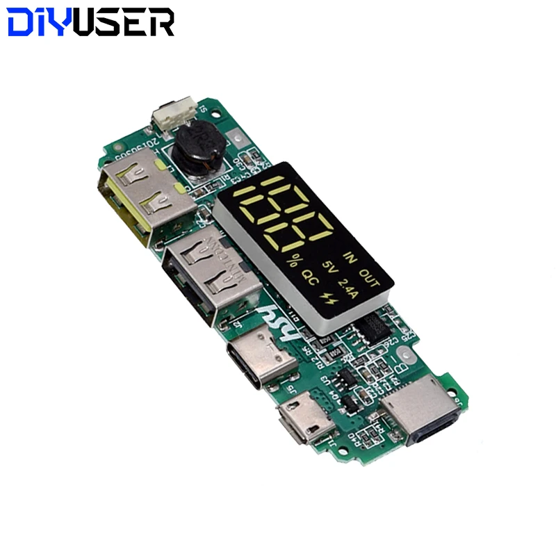 Светодиодный двойной USB 5 В 18650 а Micro/Type-C внешний аккумулятор модуль зарядки