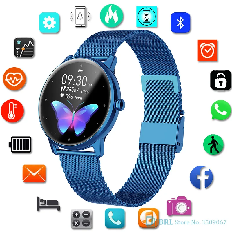 Круглый смарт браслет для женщин и мужчин Браслет фитнес трекер Android IOS Smartband топ