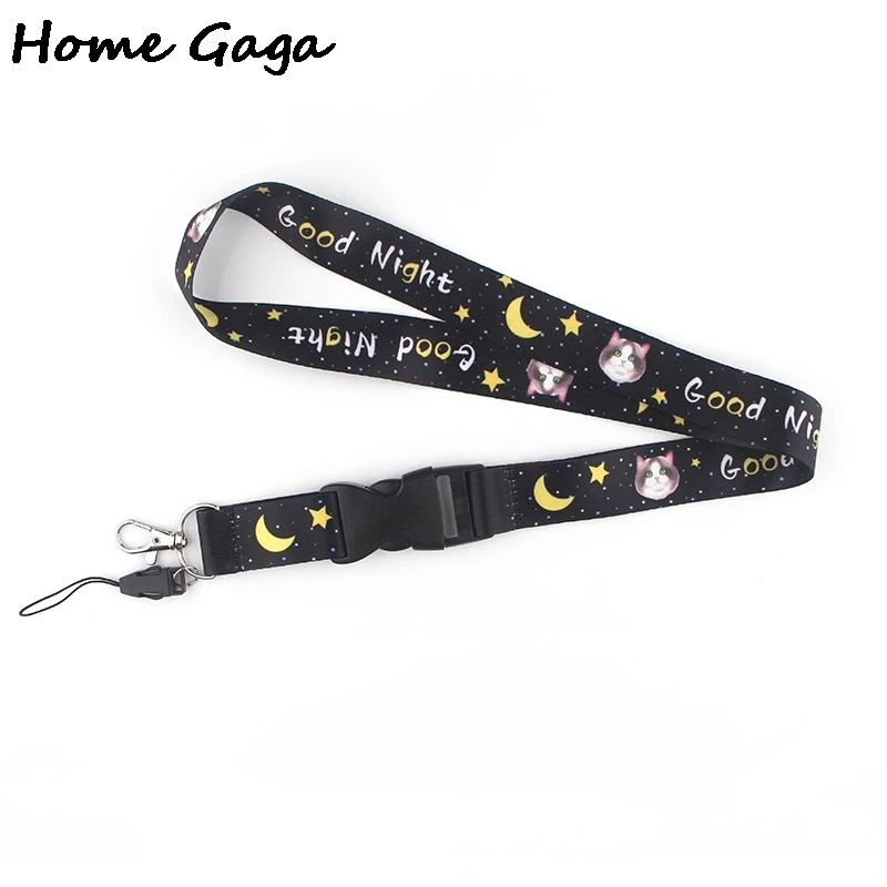 Homegaga Star Moon Cat Print Phone Neck Strap Cartoon Lanyards for Keys USB Camera Whistle Cute ID Badge Holders Hang Rope D2780 | Дом и сад