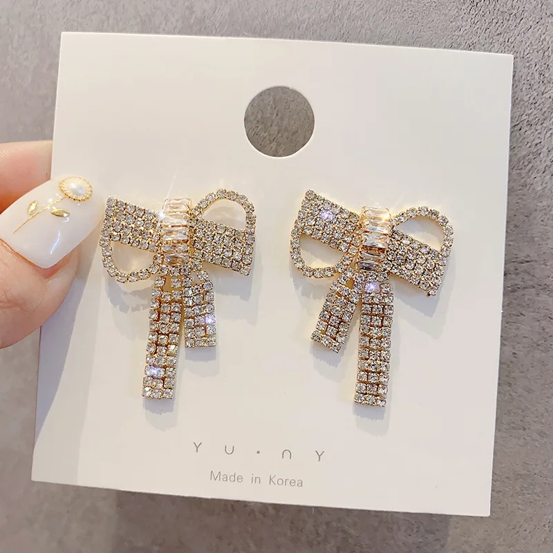 

Trendy Exquisite Shiny Bowknot Earrings for Women Designer Creativity Luxury Jewelry High Quality AAA Zircon S925 Needle Stud