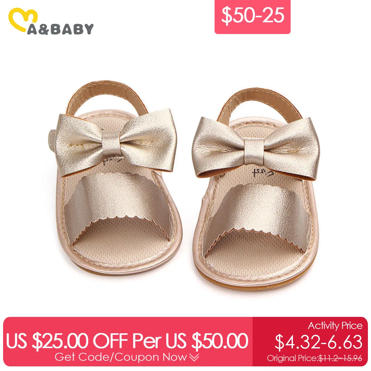 

Ma&Baby $50-25 0-18M Summer Newborn Infant Baby Girls Sandals Clogs Pu Leather Bow Princess Baby Girl Shoes