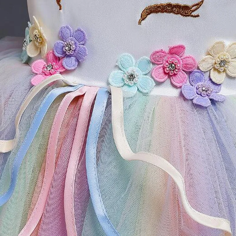 Длинные костюмы единорогов для девочек 3 12 лет повязка на голову с цветами и