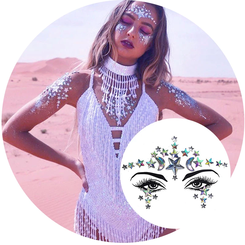 Наклейка для лица с блестками стразы макияжа аппликация грудь драгоценный