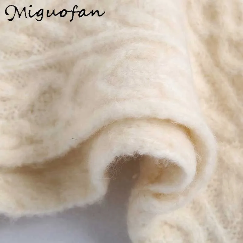 

Miguofan Casual Knitted Short Pullovers Women Autumn Elegant Ladies Sweaters Turtleneck Female Solid 2020 Winter New Fashion