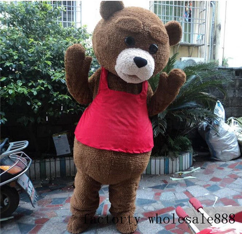 Костюм талисмана коричневого медведя Карнавальные меховые костюмы Вечерние с