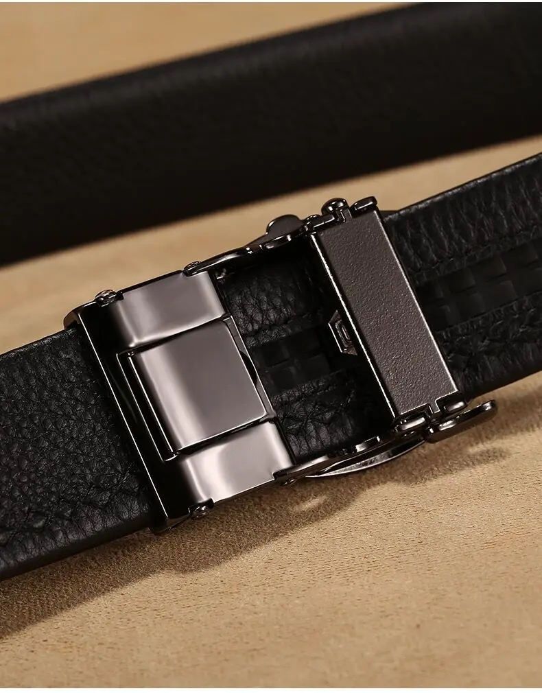 Мужской ремень с трещоткой из натуральной кожи коричневый дизайнерский воловьей