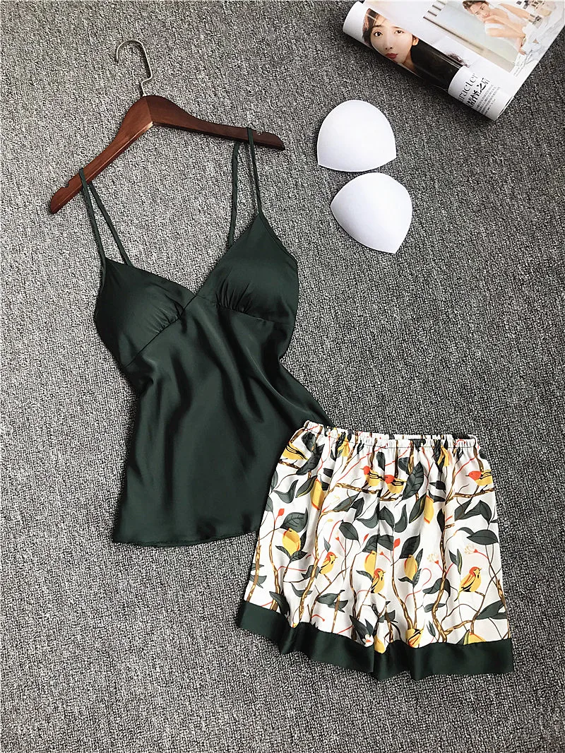 Пижамные комплекты без рукавов с цветочным принтом одежда для сна пижама