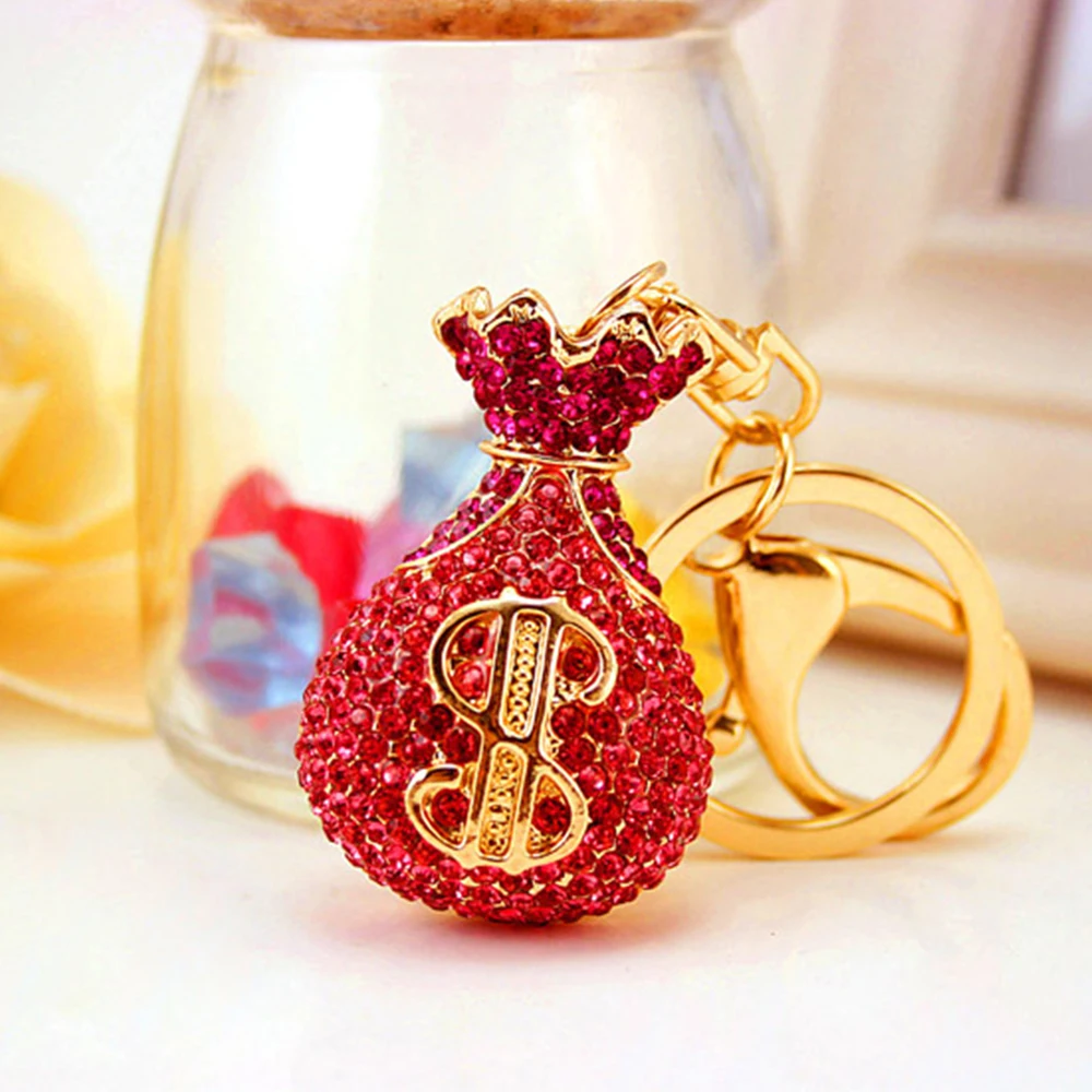 

Rhinestone Lucky Bag Money Bag Crystal Keychain Car Pendant Keychain Creative Women Bag Accessories Small Gift Fashion Jewelry