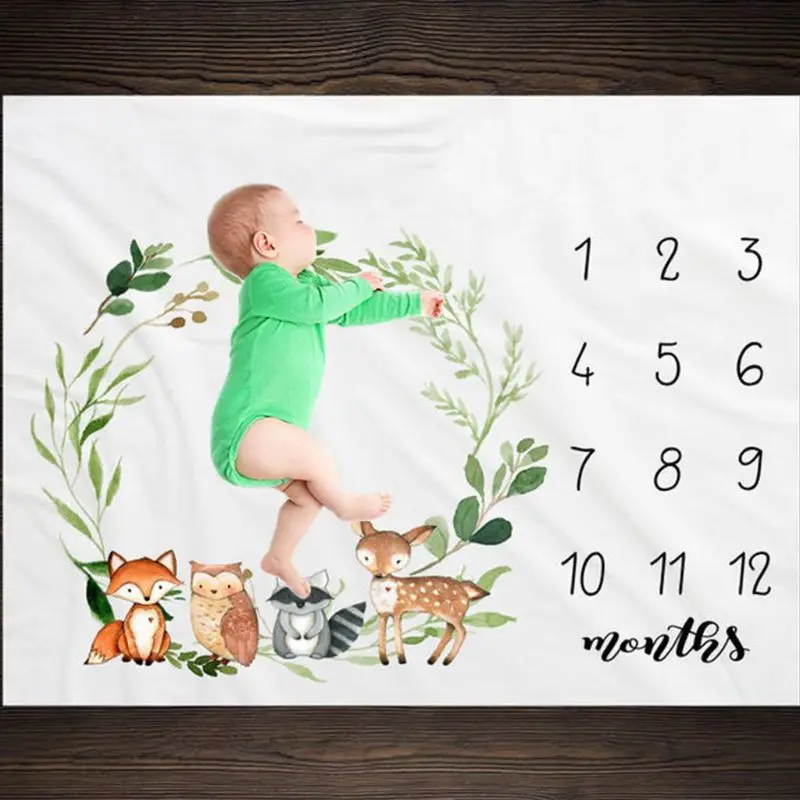 

Baby Monthly Milestone Photo Blanket Flannel Newborn Photography Props