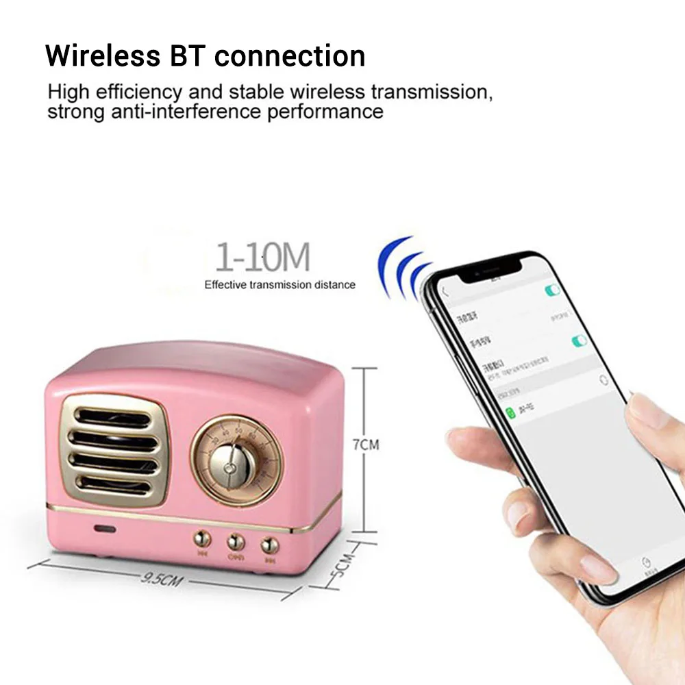 Мини Беспроводной стерео Динамик Перезаряжаемые громкоговоритель в стиле ретро