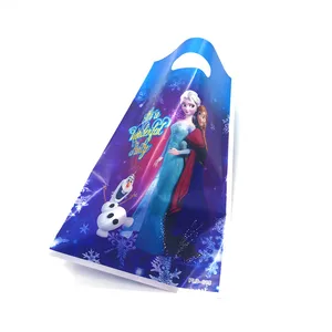 10pcs 16.5*25cm Plastic Gift Bags Frozen 2 Princess Elsa Olaf Loot Bag Kid Boy Birthday Party Suppli