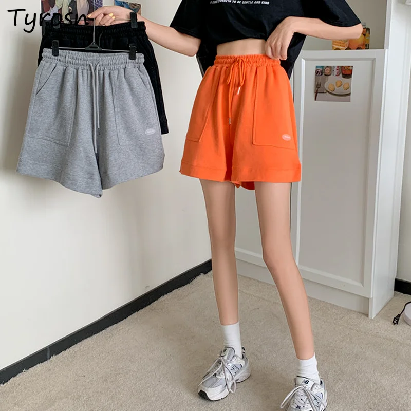 

Shorts Women Loose Elastic Waist Ulzzang Casual Bf Streetwear Solid All-match Daily Femme Fashion Workout Joggers Cozy Draped