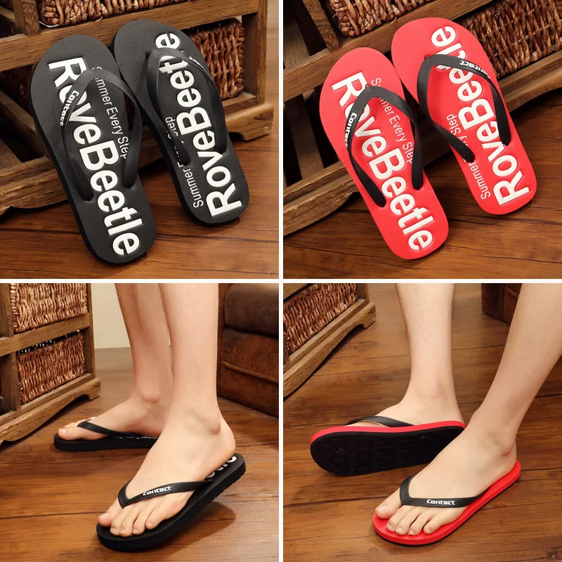 

Men Shoes Black Letter Slippers Pink Blue Sandals Flip Flops For Men Platform Sandals 2020 Fashion Beach Slippers Size 40~44