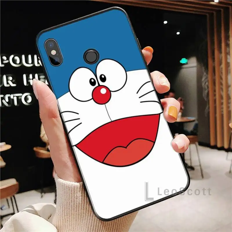 

Cute Cartoon Doraemon Robot cat Phone Case For Xiaomi Redmi Note 4 4x 5 6 7 8 pro S2 PLUS 6A PRO