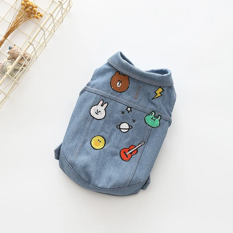 

Fashion Dog Vest Cartoon Bear Summer Dog Clothes For Small Dogs Costume Denim Pet Shirt Puppy Outfit Soft Dogs Clothing 2021 Hot