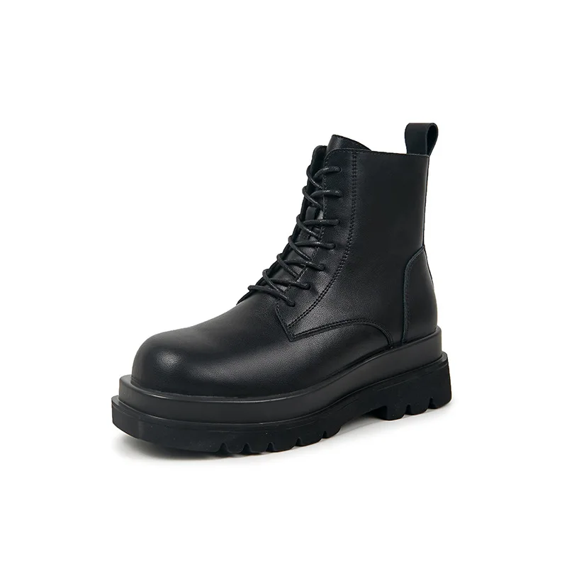 

Women's Boots 2020 New Net Red Leather Martin Boots Women's English Thin Belt Mid-range Boots Thick Soled Chelsea Boots