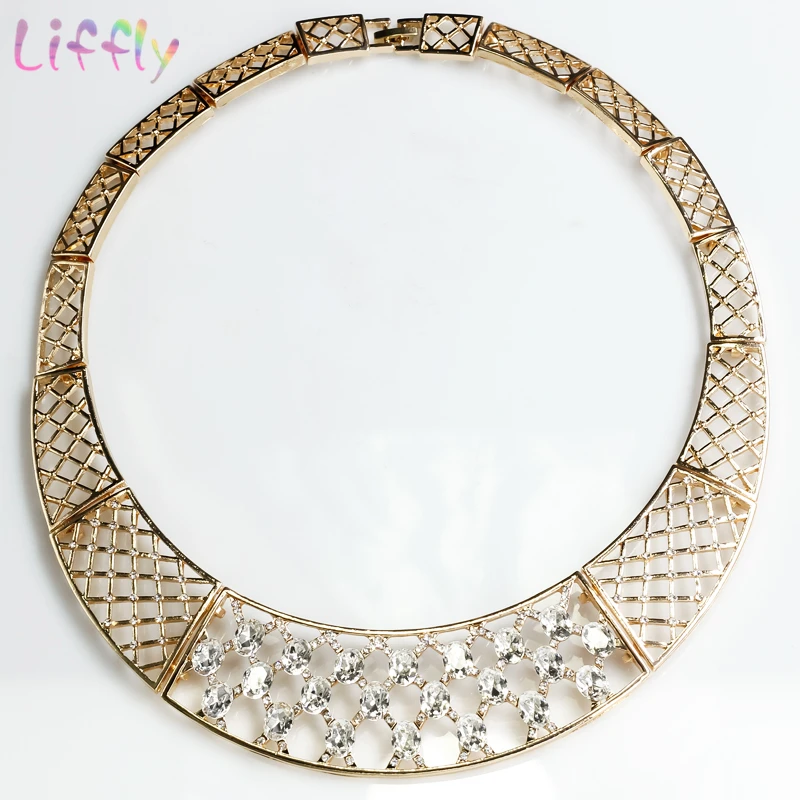 Дубай ювелирные наборы геометрический инкрустация Кристалл ожерелье серьги