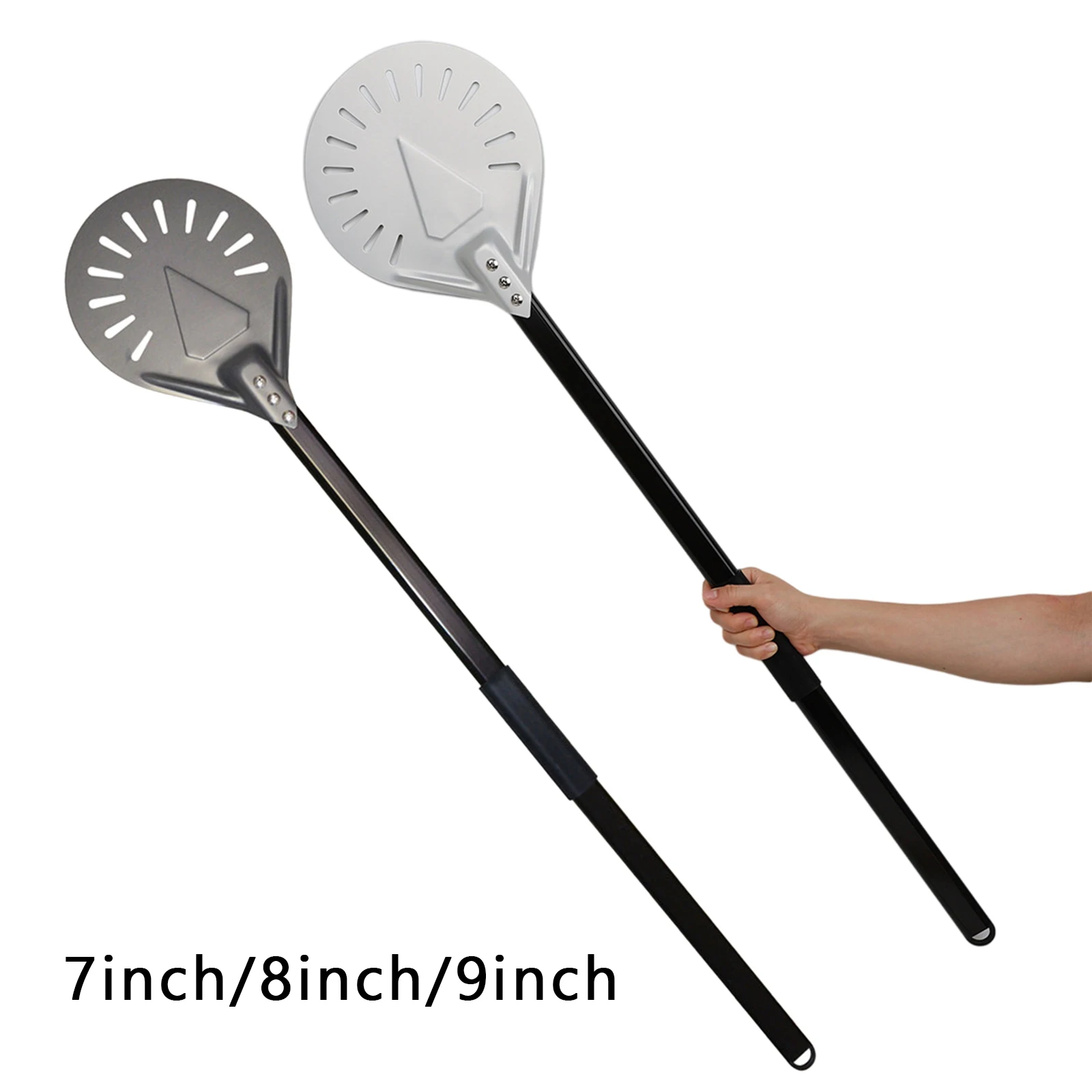 

Aluminum Alloy Turning Pizza Peel Non Slip Anti-Scalding Detachable Handle Round Pastry Pizza Shovel Professional