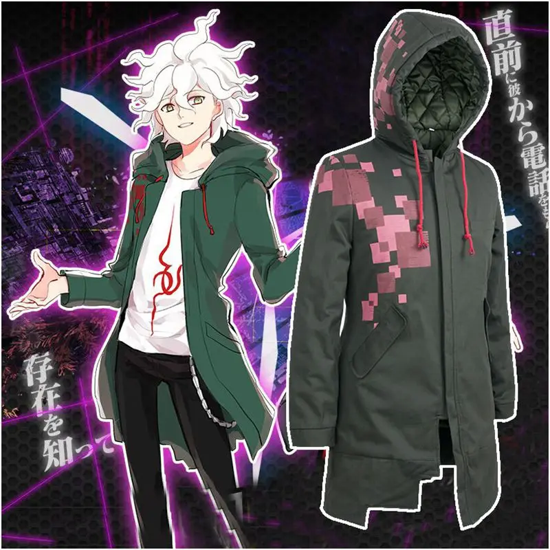 Пальто для косплея DanganRonpa Komaeda Nagito армейский зеленый Тренч мужские зимние толстые