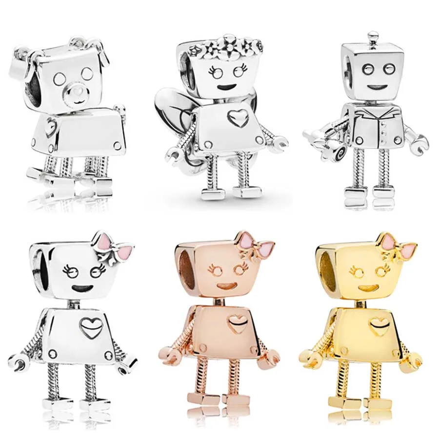 QANDOCCI розовое золото Rob &amp Bella Bot's Pet Бобби бот собака Цветочная Белла амулеты