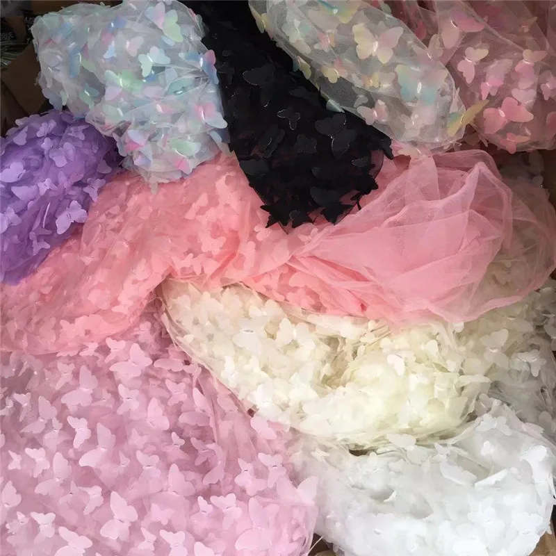 130 см Широкий Радужный Цвет Бабочка 3d аппликация градиентные цветы сетка кружева