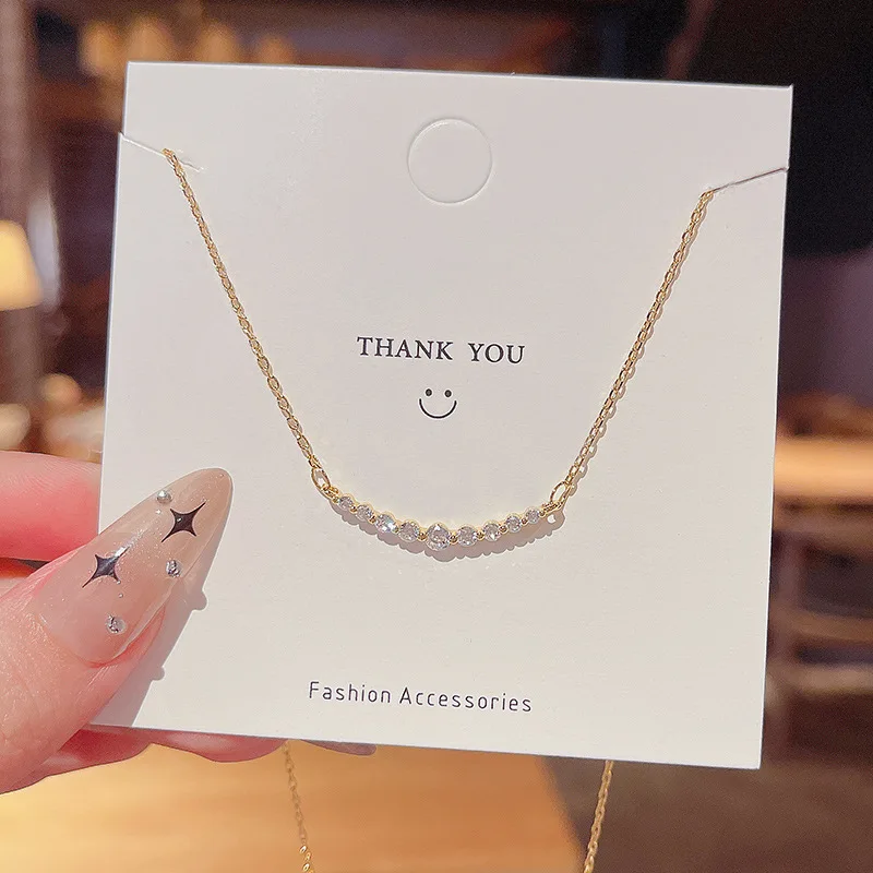 

Fashion Temperament Single Row Zircon Geometric Titanium Steel Necklace For Women Simple Niche Design Sense Clavicle Chain