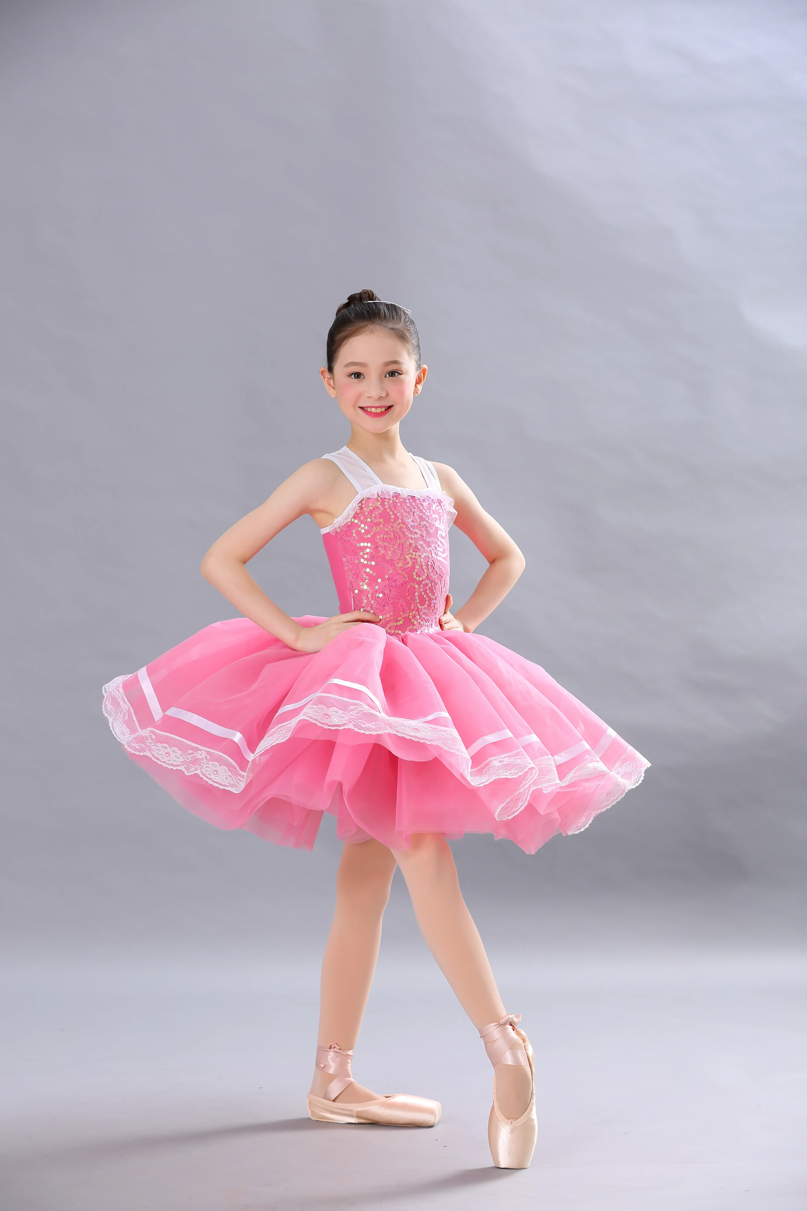 Розовая балетная юбка пачка с блестками Милая танцевальная одежда для девочек
