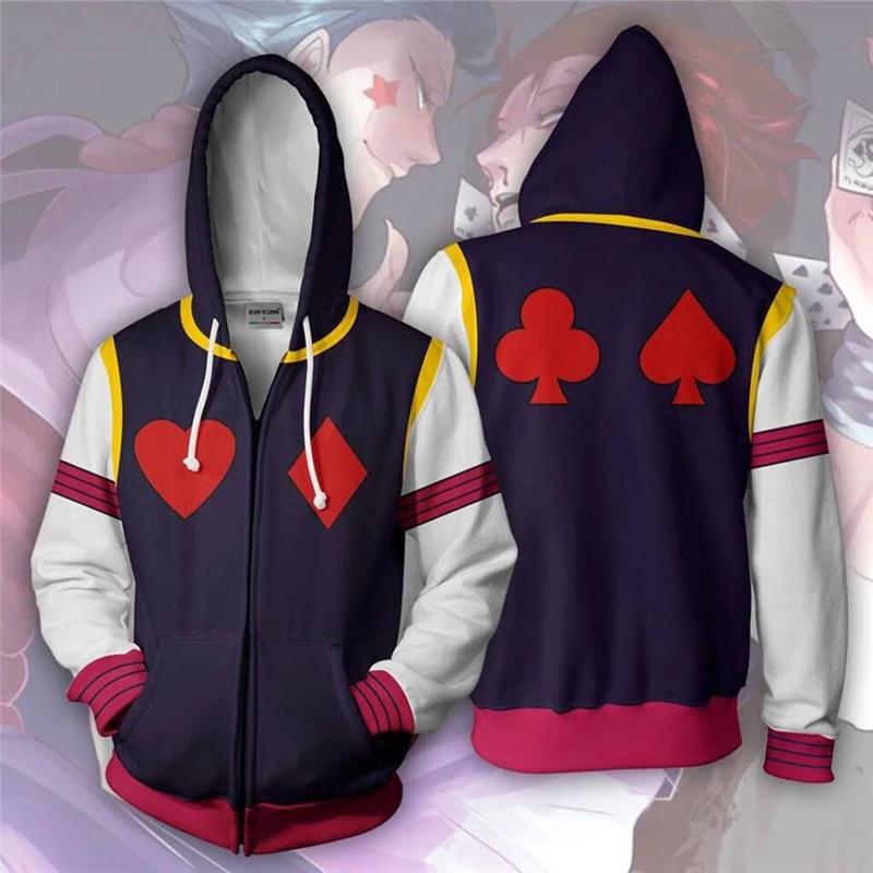 

Japan Anime HUNTER HUNTER Hoodie Hisoka Cosplay Costume Casual Zipper Jackets Sweatshirts