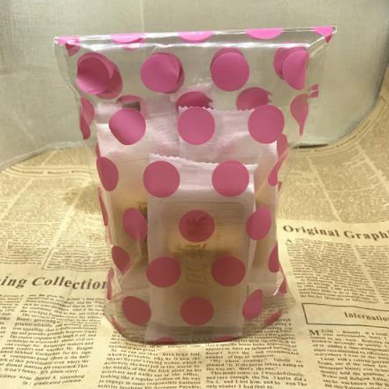 Пластиковые пакеты в горошек 50 шт./лот 13*21 см для конфет печенья хлеба упаковки