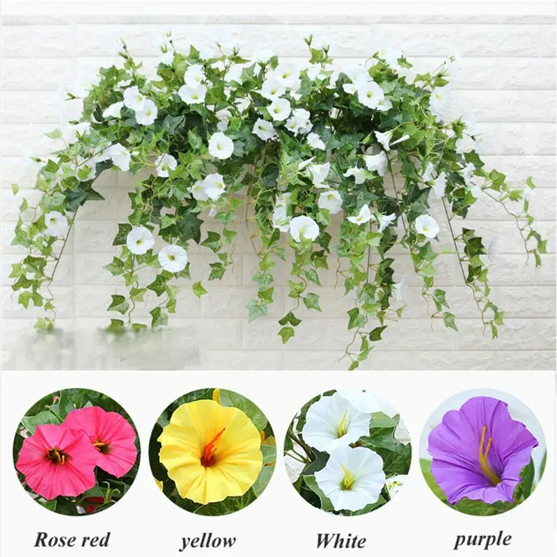 

Hanging Basket Artificial Morning Glory Flower Manma Petunia Orchid Flowers Vine Home Decoration Wedding Flower Pots Decorative